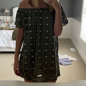 Green off the shoulder sundress